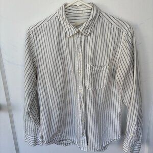 White & Green Striped Button Down
